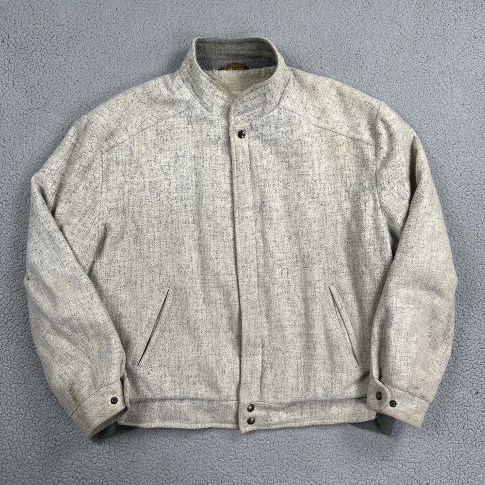 VTG J.J Cochran Jacket‎ Men XL Speckled Full Zip Sherpa Lined Made In USA